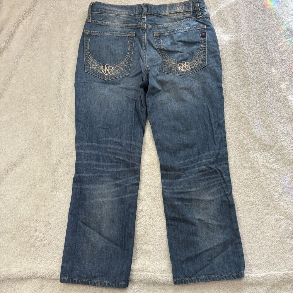 Rock Republic Neil Men Straight Leg Straight Fit Jeans 32x26 Blue Y2K Distressed